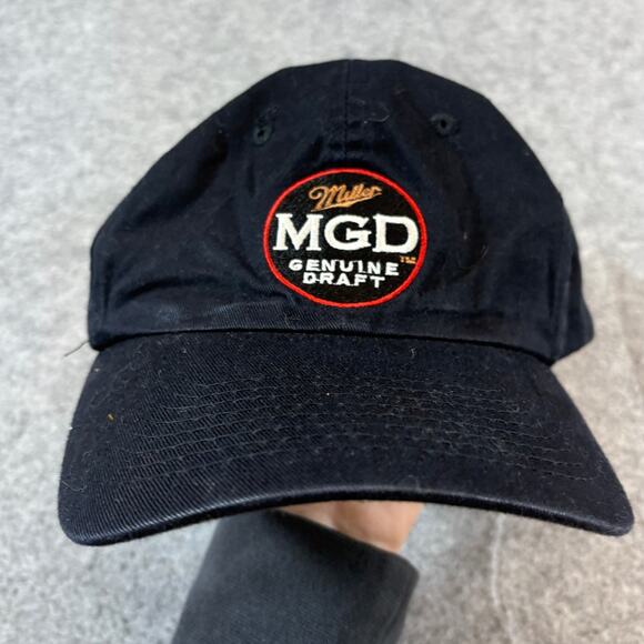 VINTAGE MGD Miller Genuine Draft Beer Hat Cap Mens One Size Black Dad 90s Promo - Picture 1 of 5
